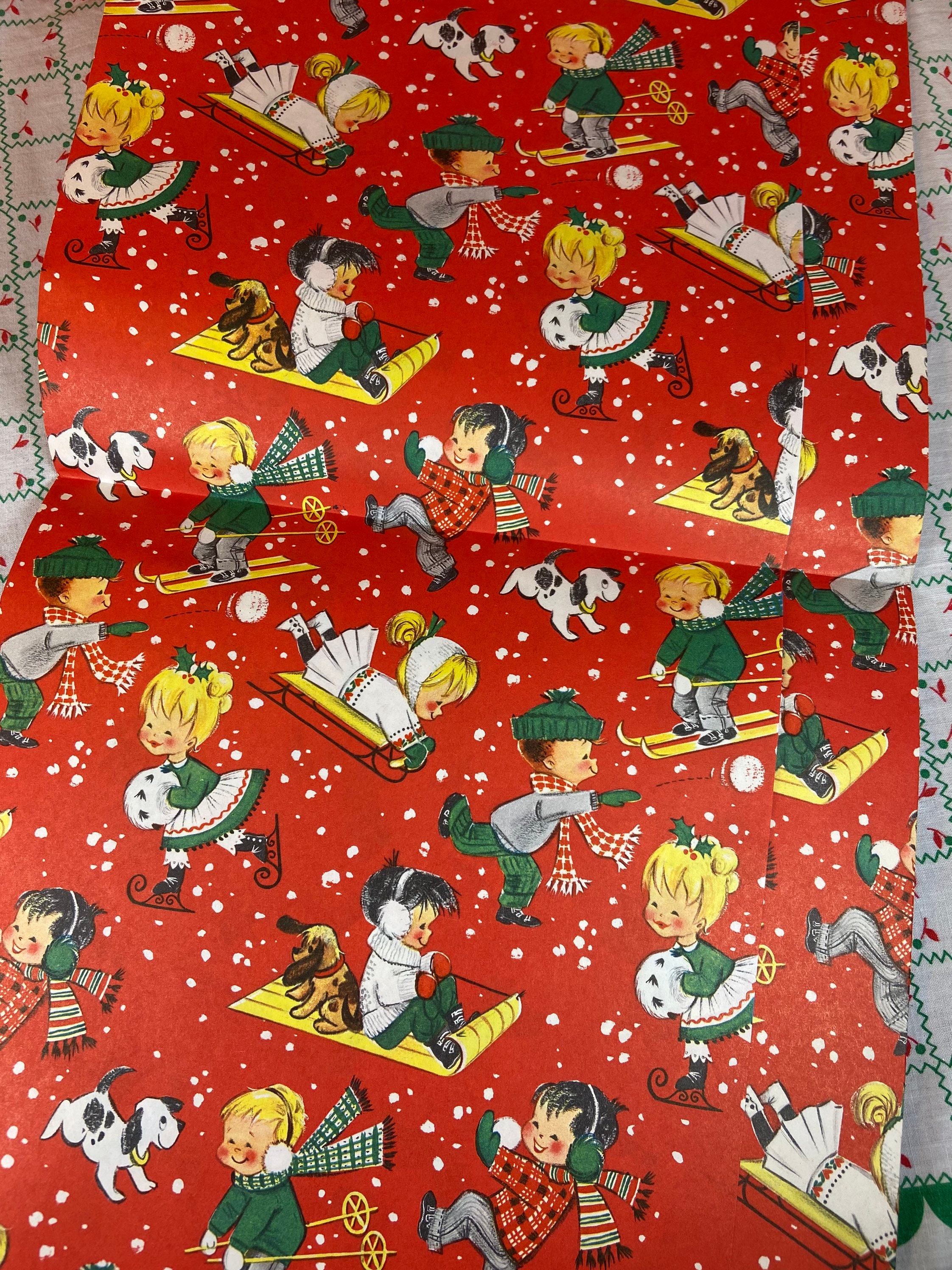 LDSTENT Vintage Christmas Wrapping Paper - Festive Gift Wrap for A Nostalgic Touch