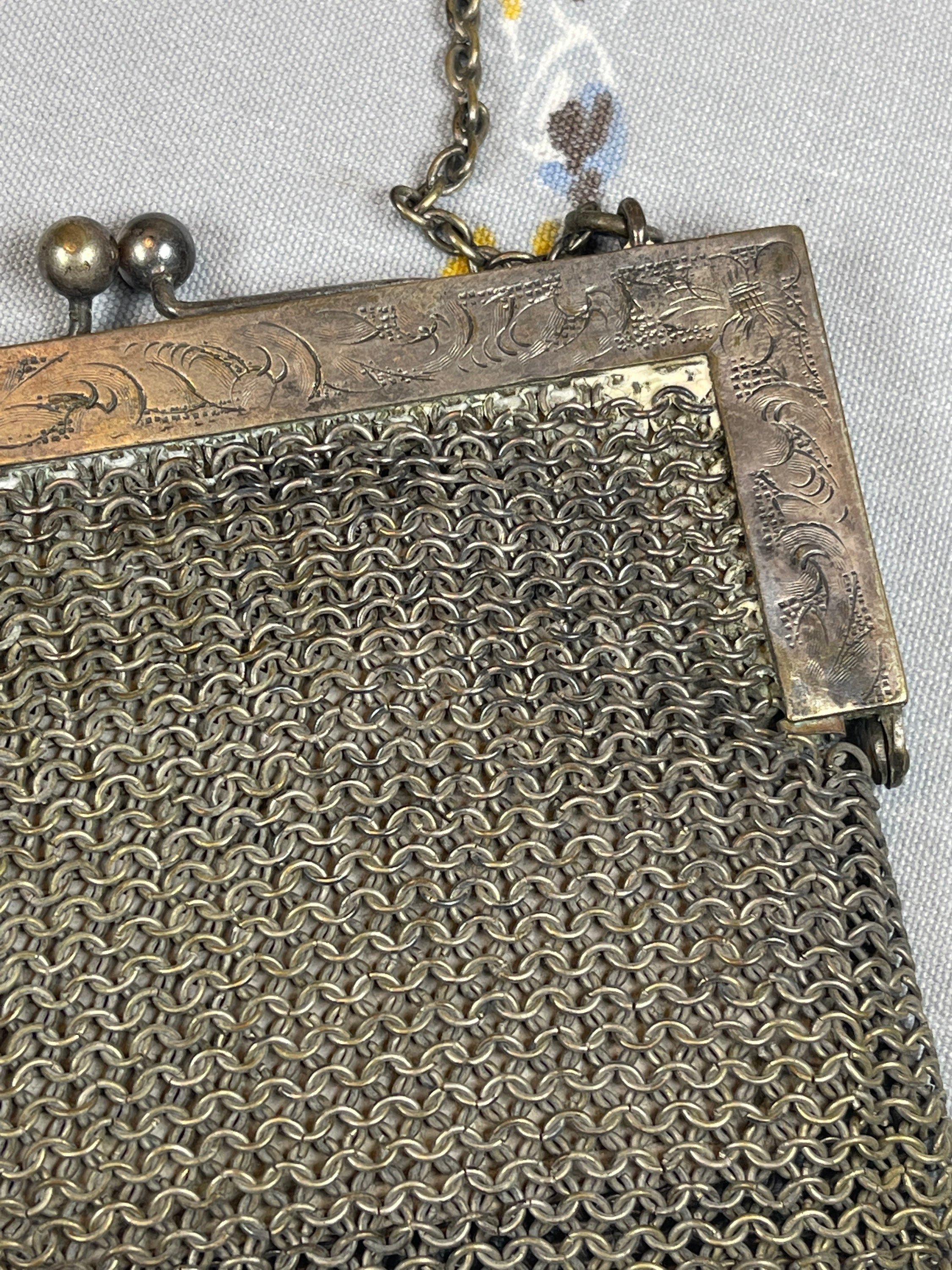 REDUCED Antique German Silver Gold Finish Mesh Purse With Engraved - Ruby  Lane