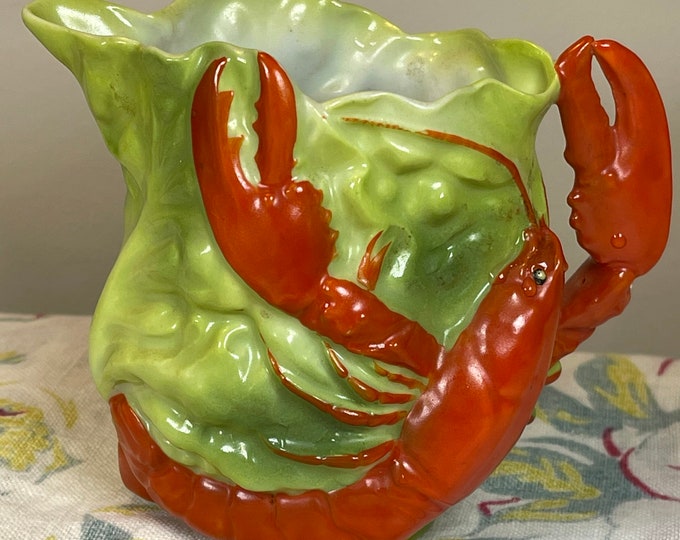 Vintage Antique Majolica Lobster Small Creamerpitcher1900s Germany