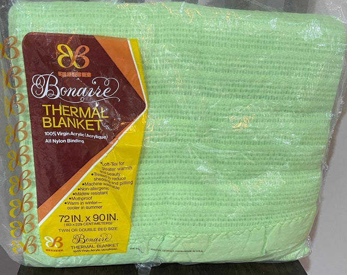 Vintage NOS Bonaire Thermal Blanket72 X90 Twin or Double Bed Sizemint
