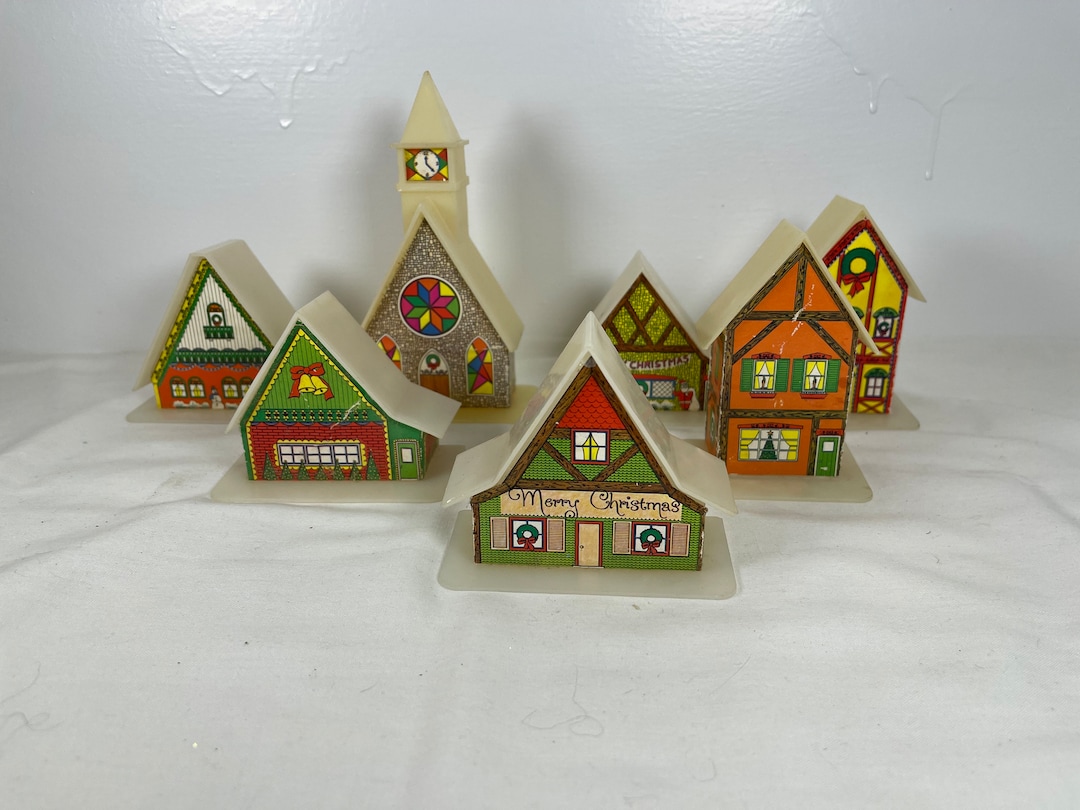 Vintage Hard Plastic Christmas Village Houseslight Covers1970s
