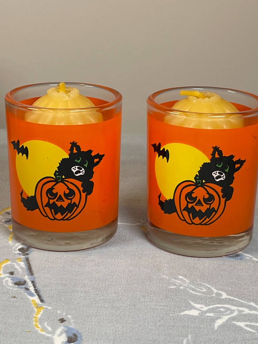 Vintage Halloween Tea Light Holdersblack Catjacko Etsy