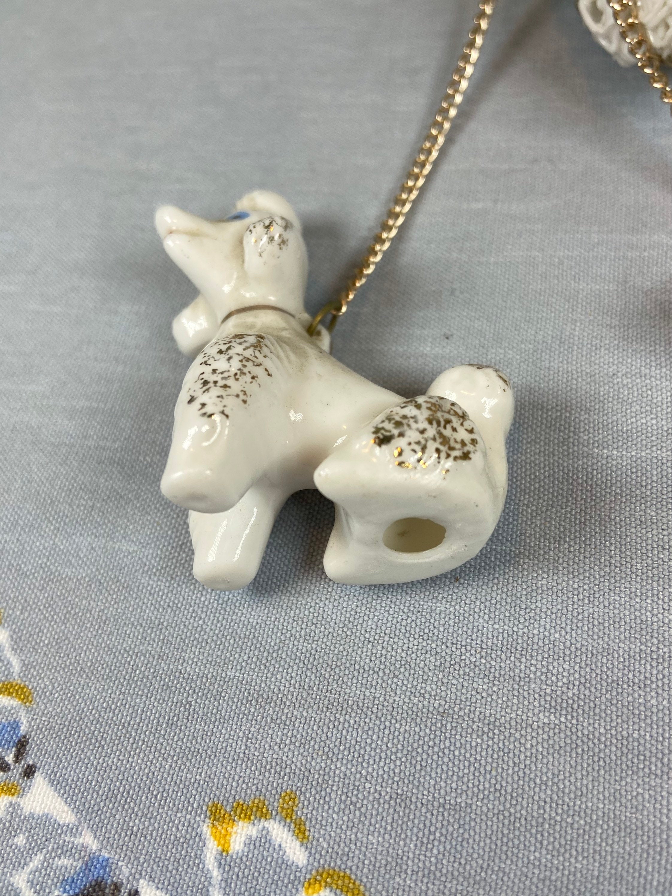 Vintage Lefton Chained Mom and Babies-poodles-c5898-mid Century