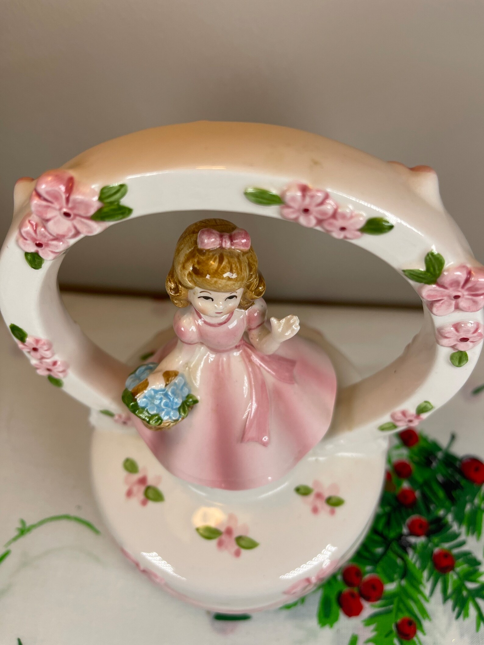 Happy Birthday Music Box Lefton Little Girl Music Box Pink Etsy