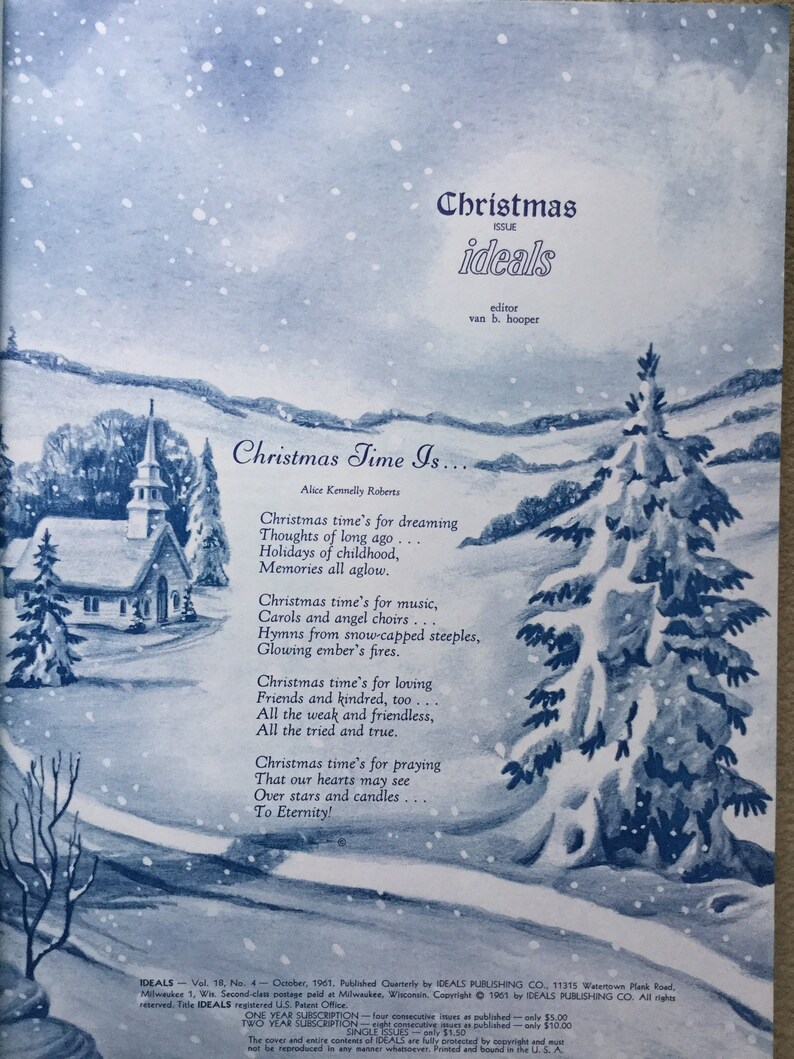 Vintage October 1961 Christmas Ideals Magazine Volume 18 No. 4 Etsy