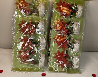 Vintage Blume xmas Poinsettia basket Christmas place card holders-tree ornaments-package tie ons-party favors-mid century-kitschmas-atomic