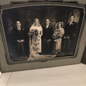 Antique 1910's wedding party photo - sepia photo - vintage wedding - vintage bride and groom - wedding shower - bridal shower - cool photo