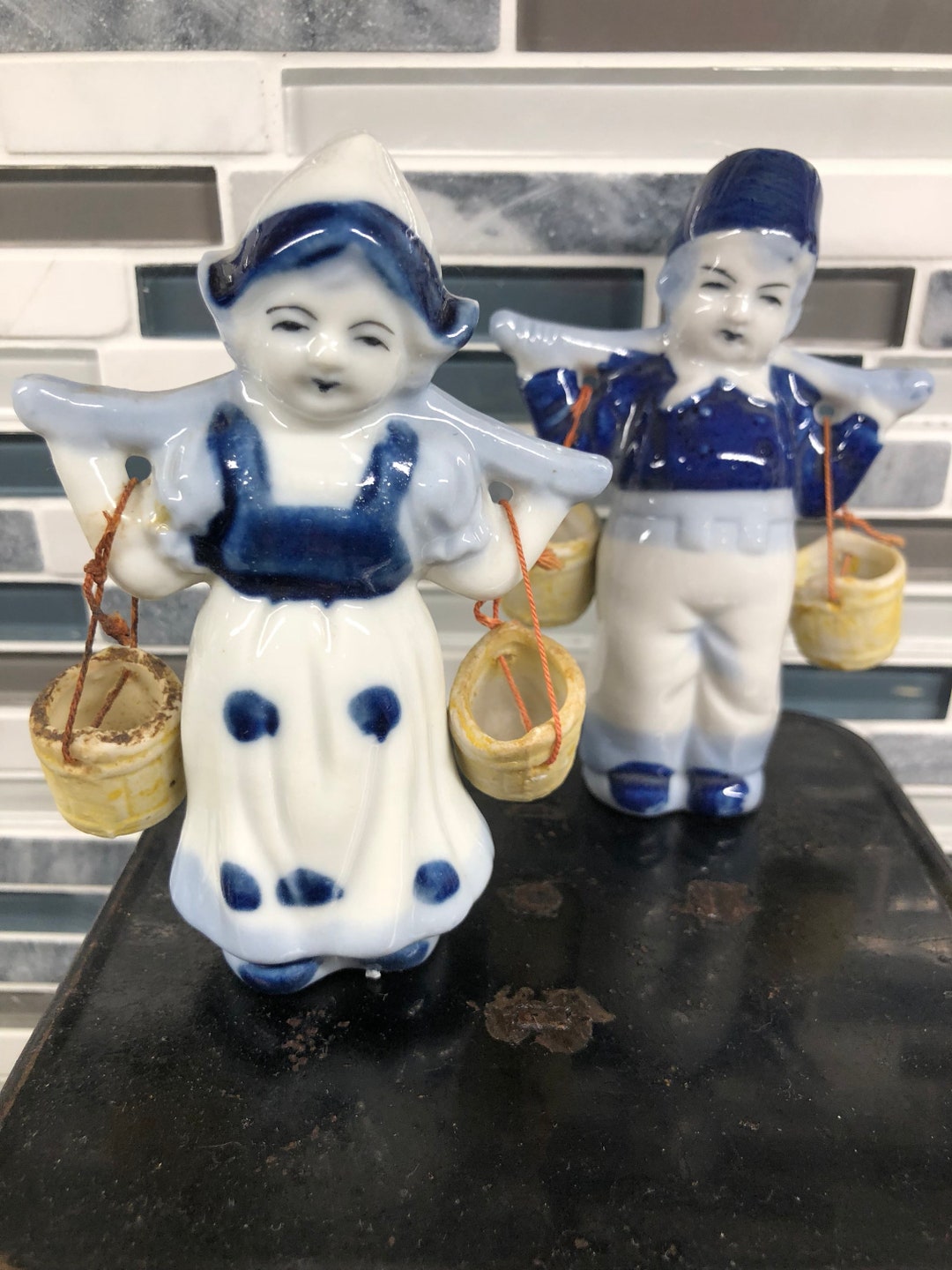 Vintage Old Blue and White Dutch Kids - Ceramic Dutch Children-pair of ...