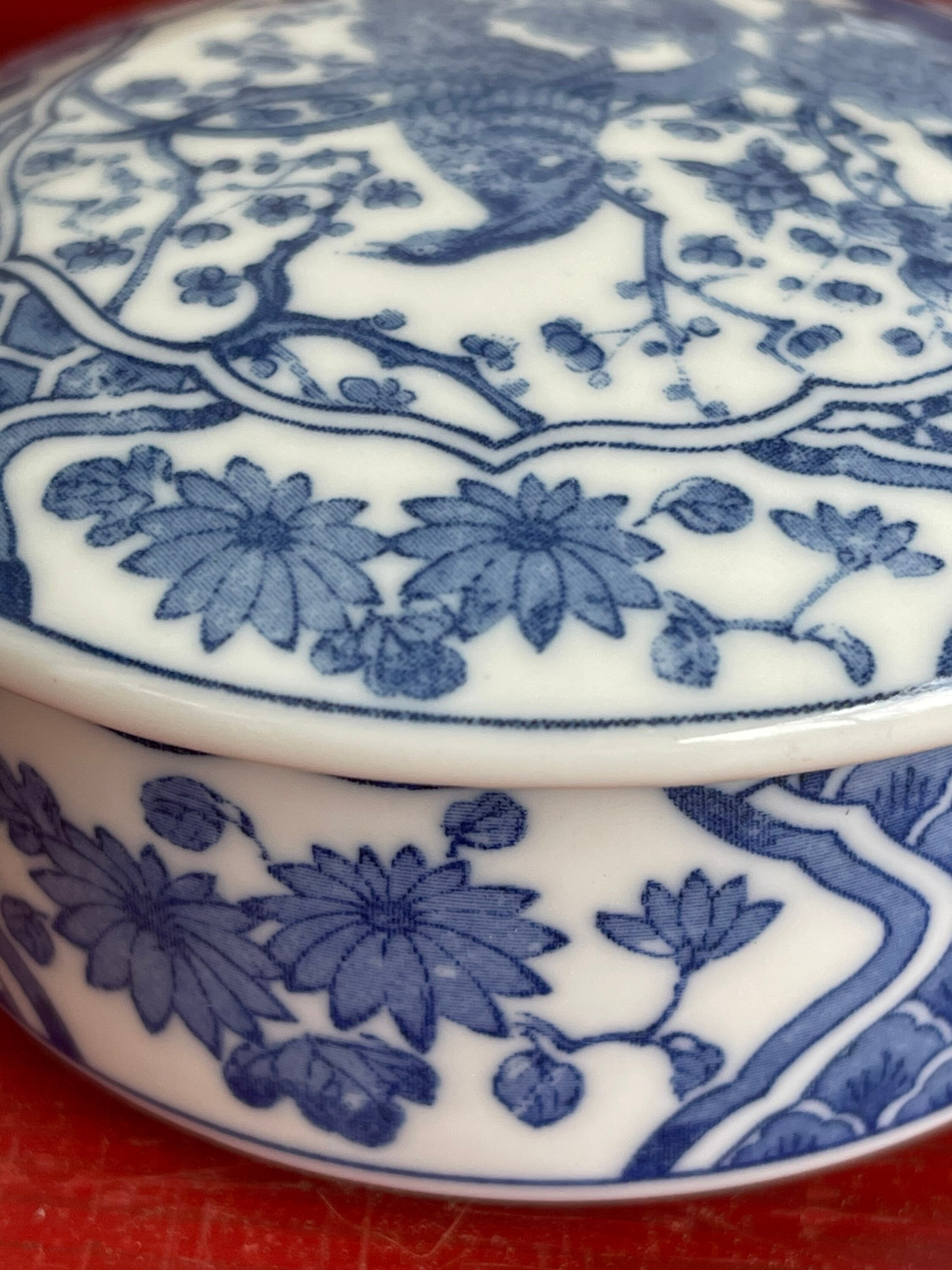 Vintage Action Japan All Ceramic Round Trinket Box-asian Vintage Action Japan All Ceramic Round Trinket Box-asian