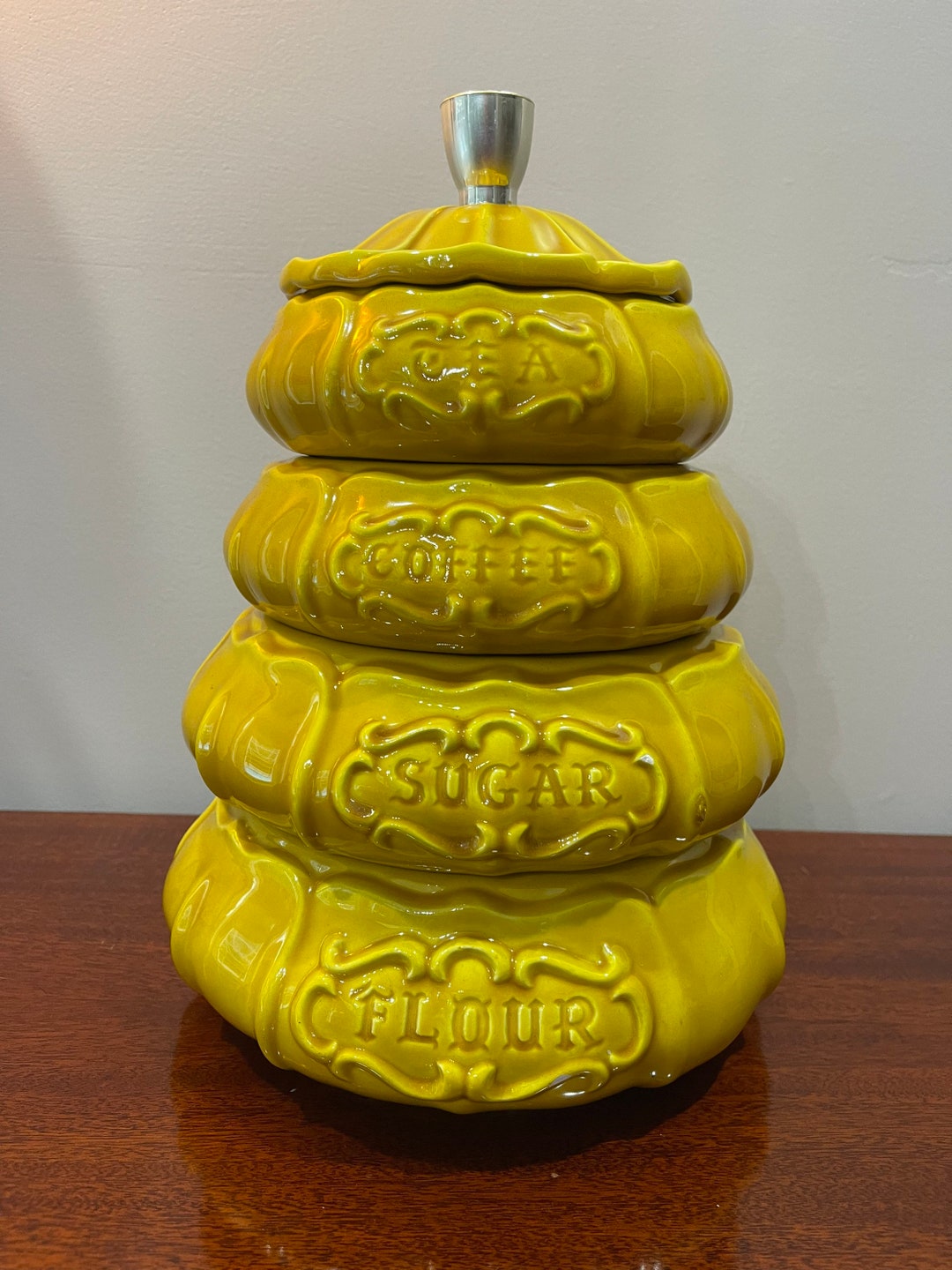 Vintage Treasure Craft Stacking Canister Setretrobohogroovymodmid Centurykitschykitchen