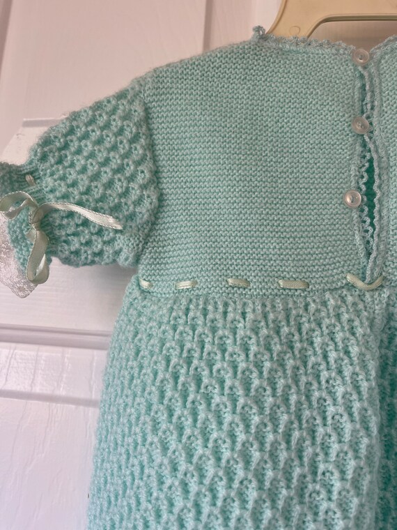Vintage baby girl dress-crocheted baby dress-turq… - image 6