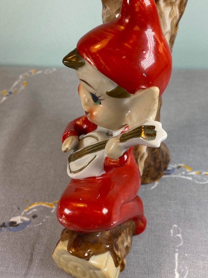 Vintage Pixie Playing Guitar Vasekitschy Red Pixie Elfelf on Etsy