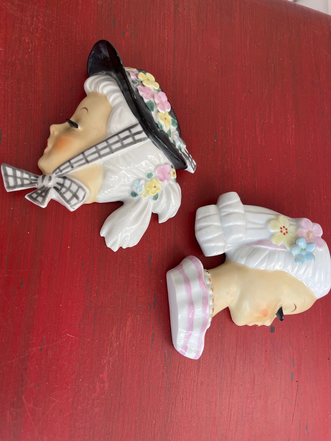 Vintage Lady Head Wall Pocketsmid Etsy