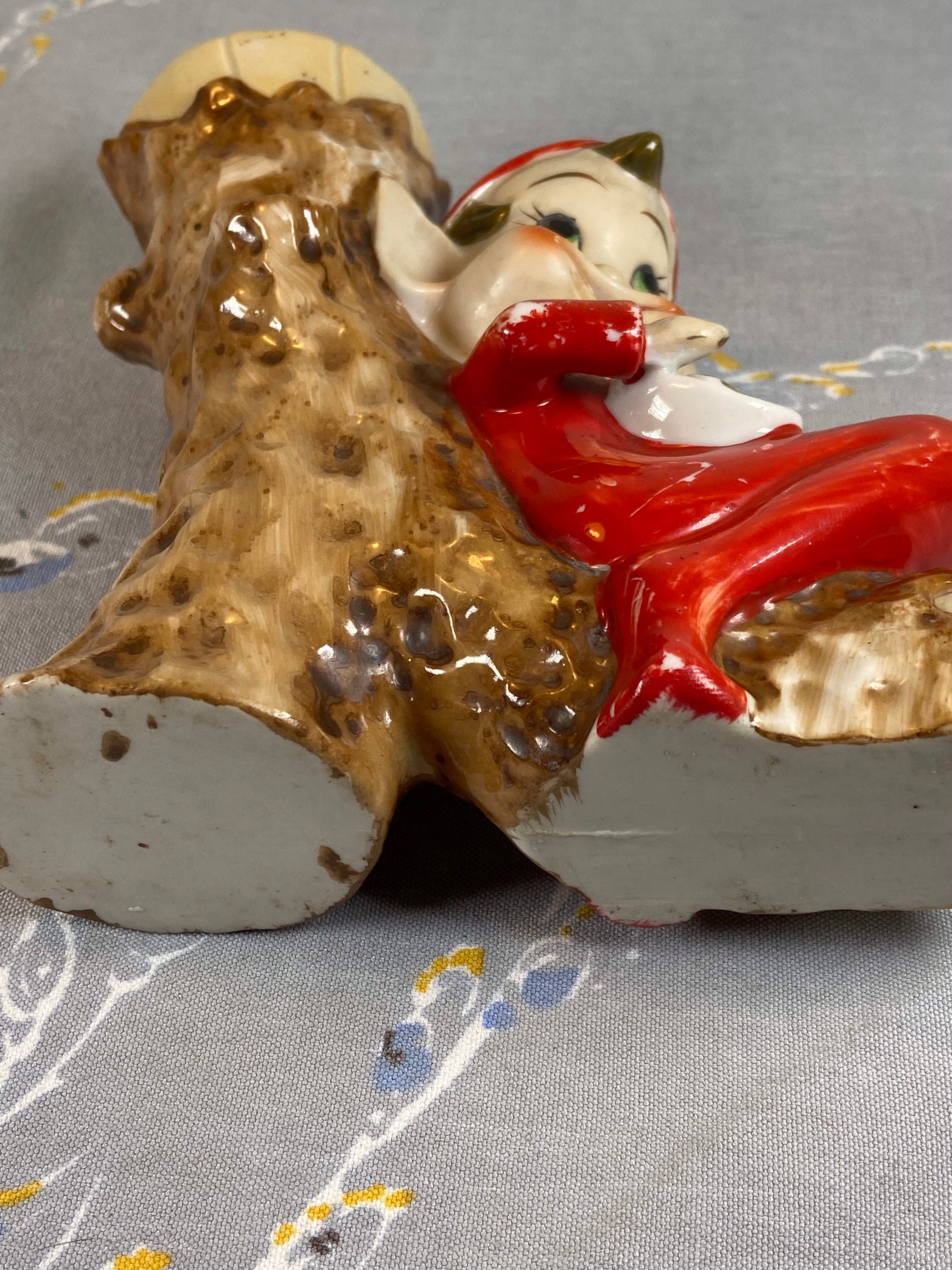 Vintage Pixie Playing Guitar Vasekitschy Red Pixie Elfelf on Etsy