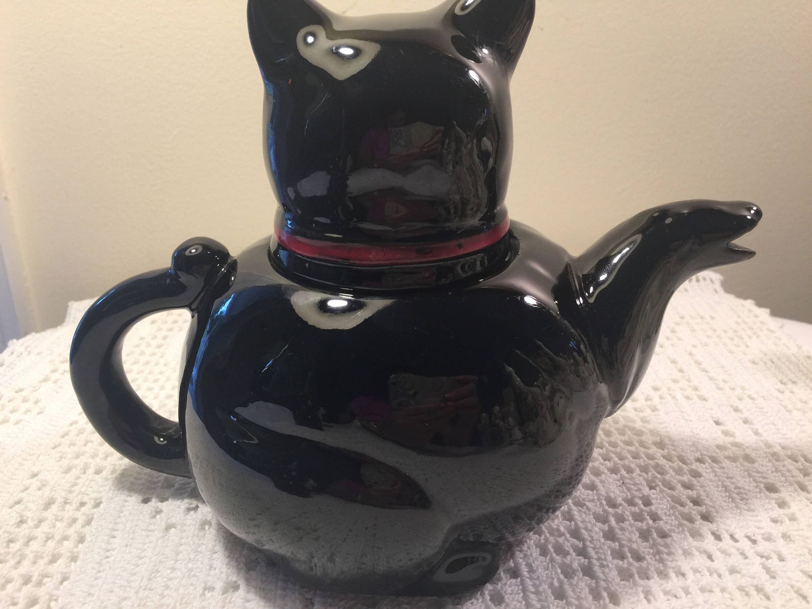 Vintage Black Cat Teapot Japan Redware Black Cat Teapot Etsy