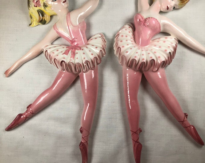 Vintage Lefton Ballerinas Set of 2 Rare HTF Mid Century Ballerina in