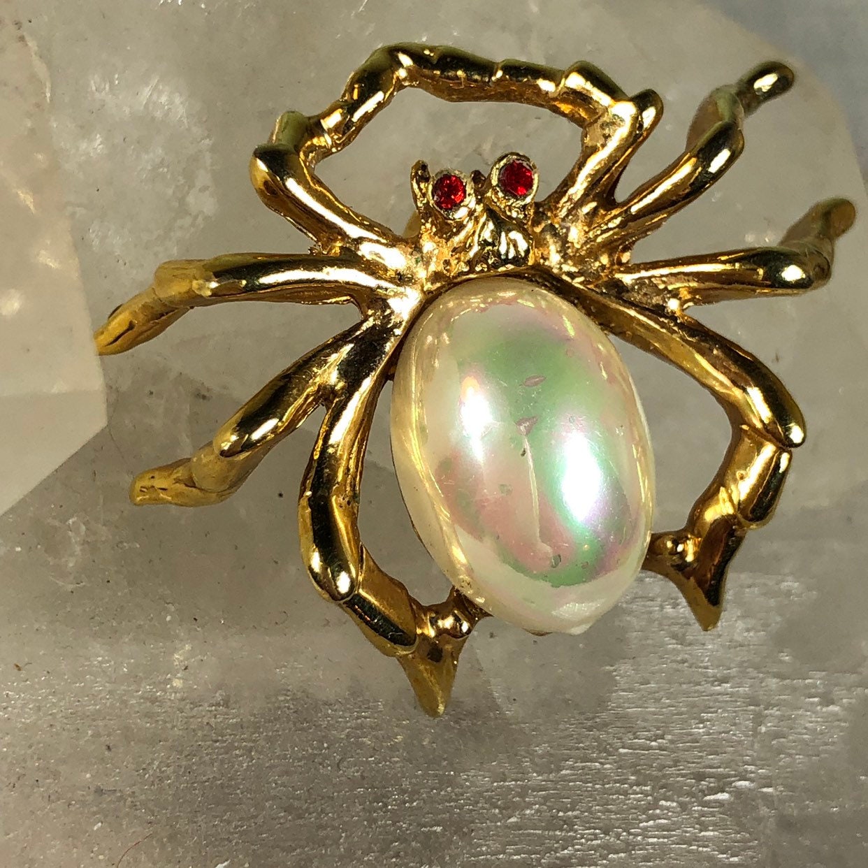 Vintage Costume Jewellery Gold Toned Spider Brooch 