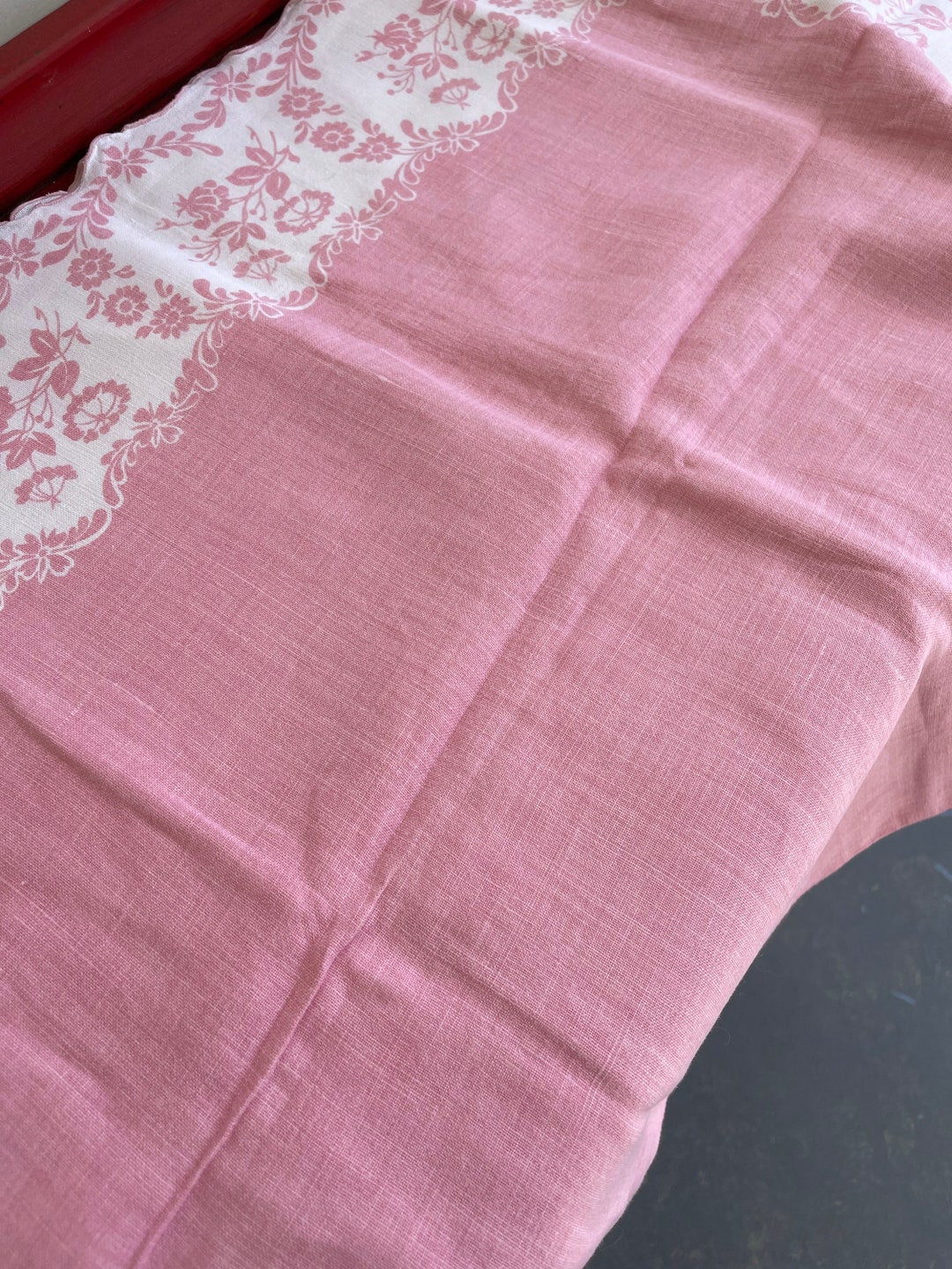 Vintage Pink Tablecloth Spring Tablecloth Easter Etsy UK