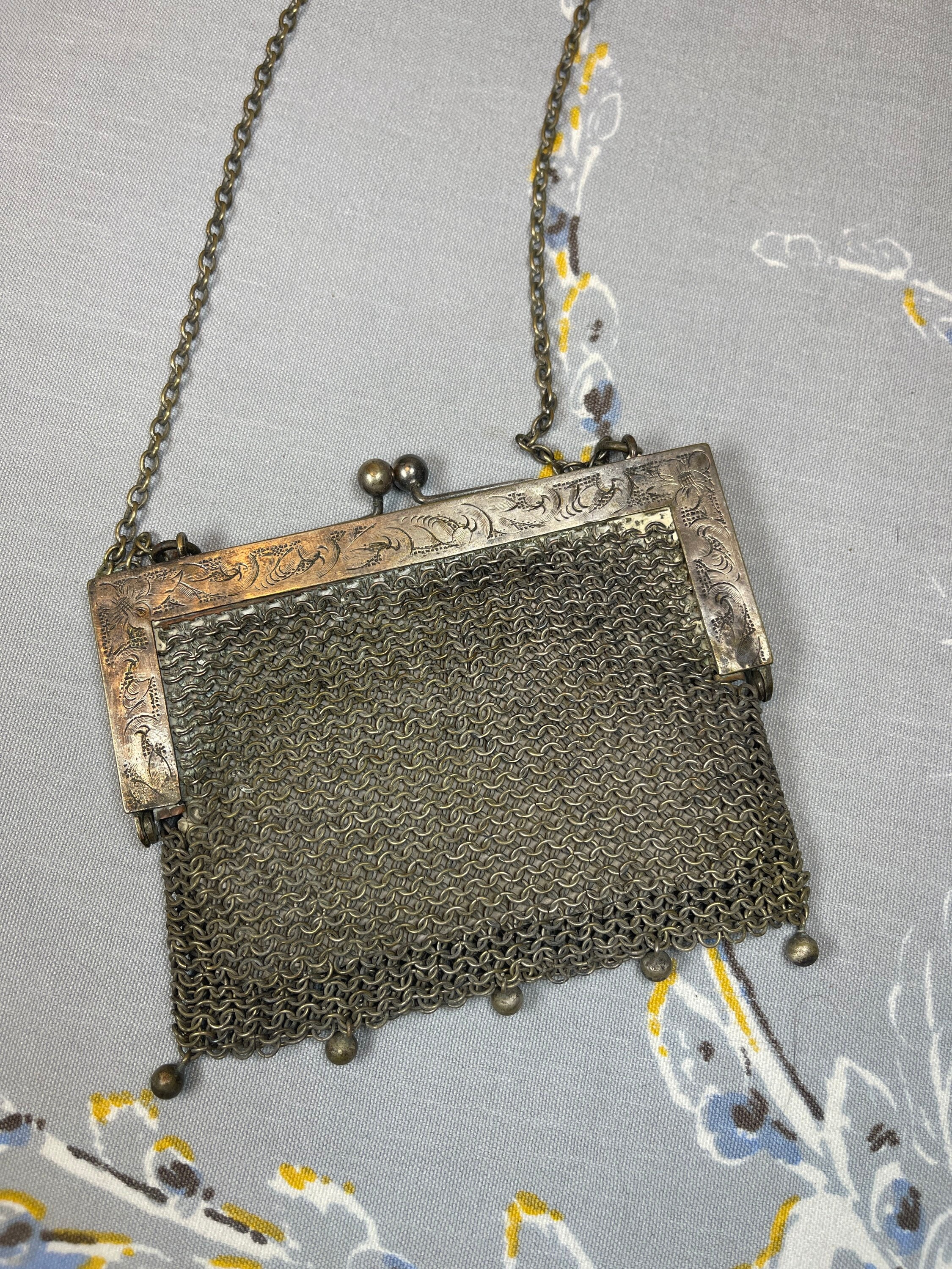Antique german silver mesh purse best sale