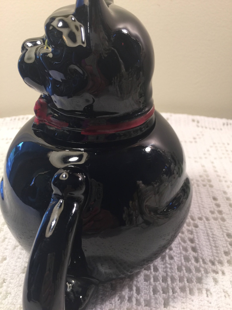 Vintage Black Cat Teapot Japan Redware Black Cat Teapot Etsy