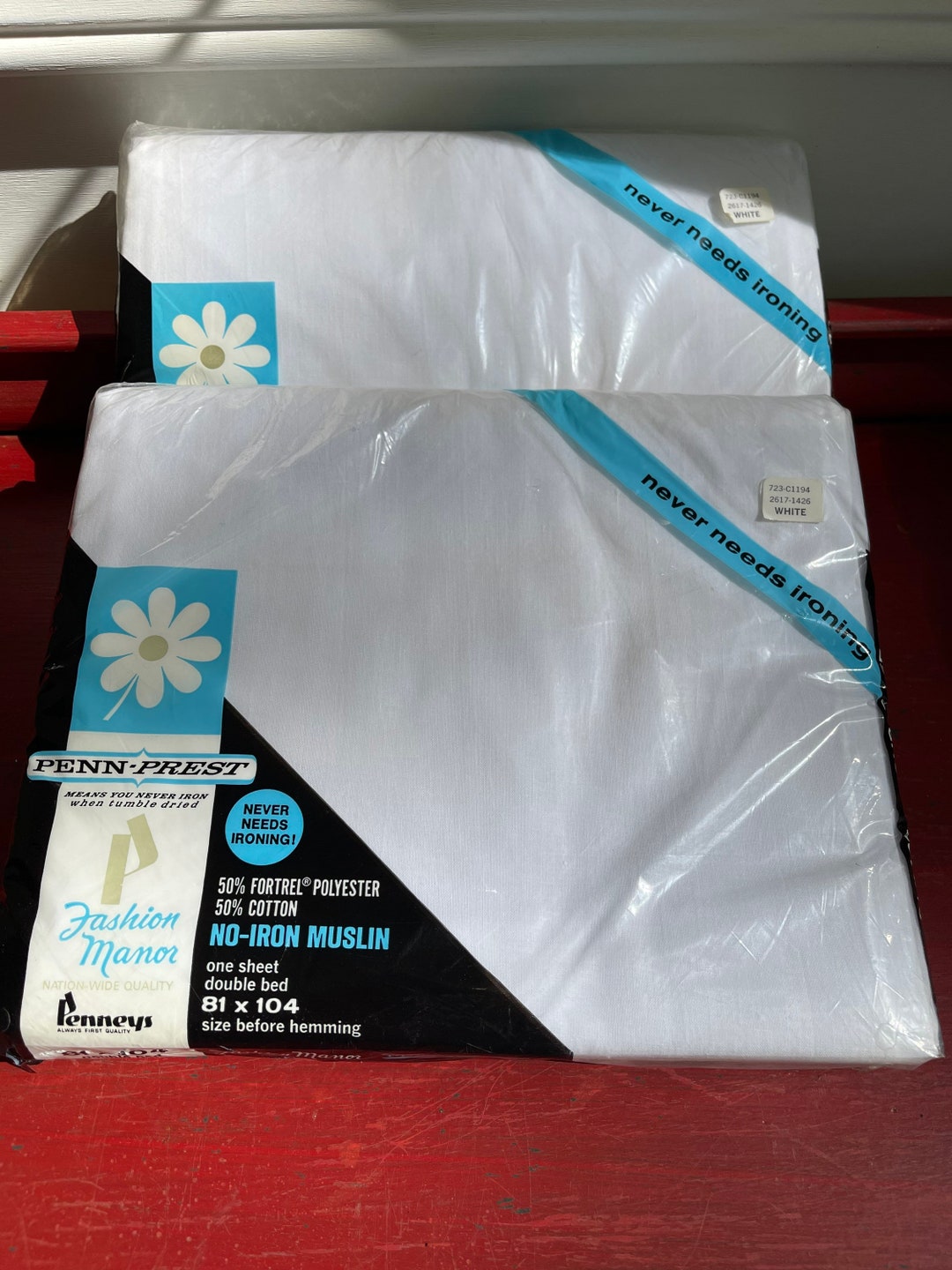 Vintage NOS Penneys Fashion Manor Pennprest All White Cotton Poly Full