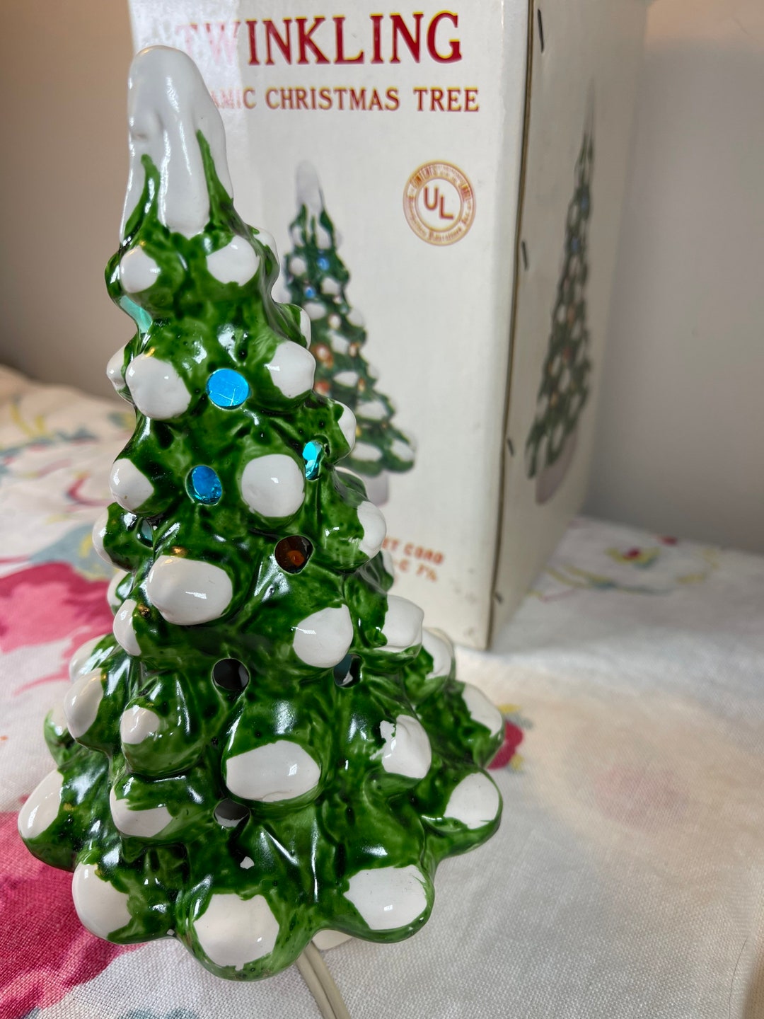 Vintage Twinkling Ceramic Christmas Treeplug Intri Etsy