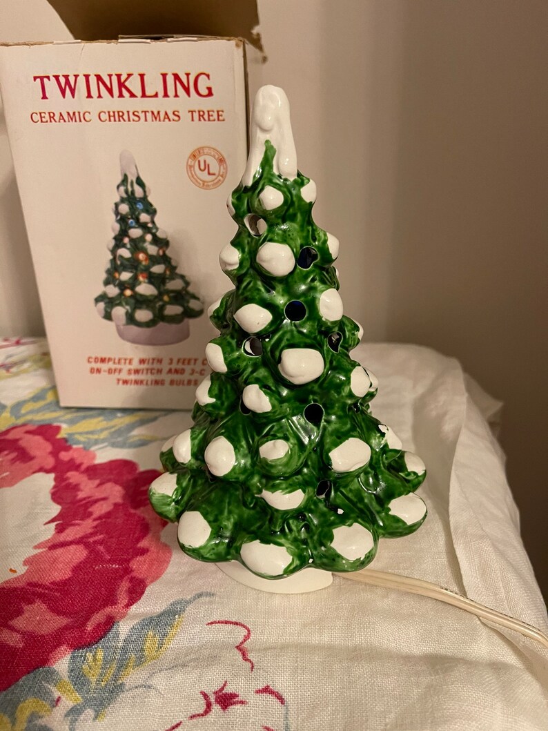 Vintage Twinkling Ceramic Christmas Treeplug Intri Etsy