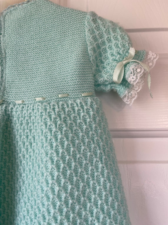Vintage baby girl dress-crocheted baby dress-turq… - image 7