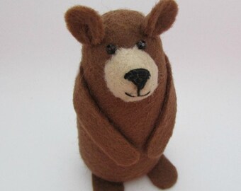 Brown Bear - Felted Bear - Bear Gift - Bear Cake Topper - Cute gift - Collectables