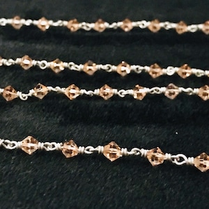 10.5&quot; Solid silver anklets Crystal Anklets Peach color Crystals payal pair Indian Anklets Indian Jewelry beaded bracelets Bollywood jewelry