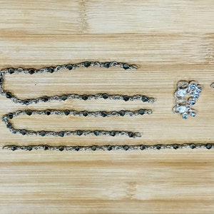 9.4&quot; Solid silver anklets Crystal Anklets Grey metallic color Crystals payal pair Indian Anklets Indian Jewelry