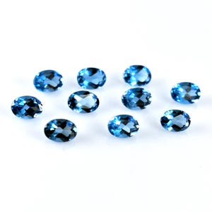 Natural London Blue Topaz – Oval Faceted 5x7x4mm | 1 Carat Gemstone for Jewelry, Birthstone, Healing