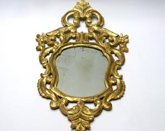 Antique Italian Carved Wood Mirror – Gilded Baroque Circa 1890