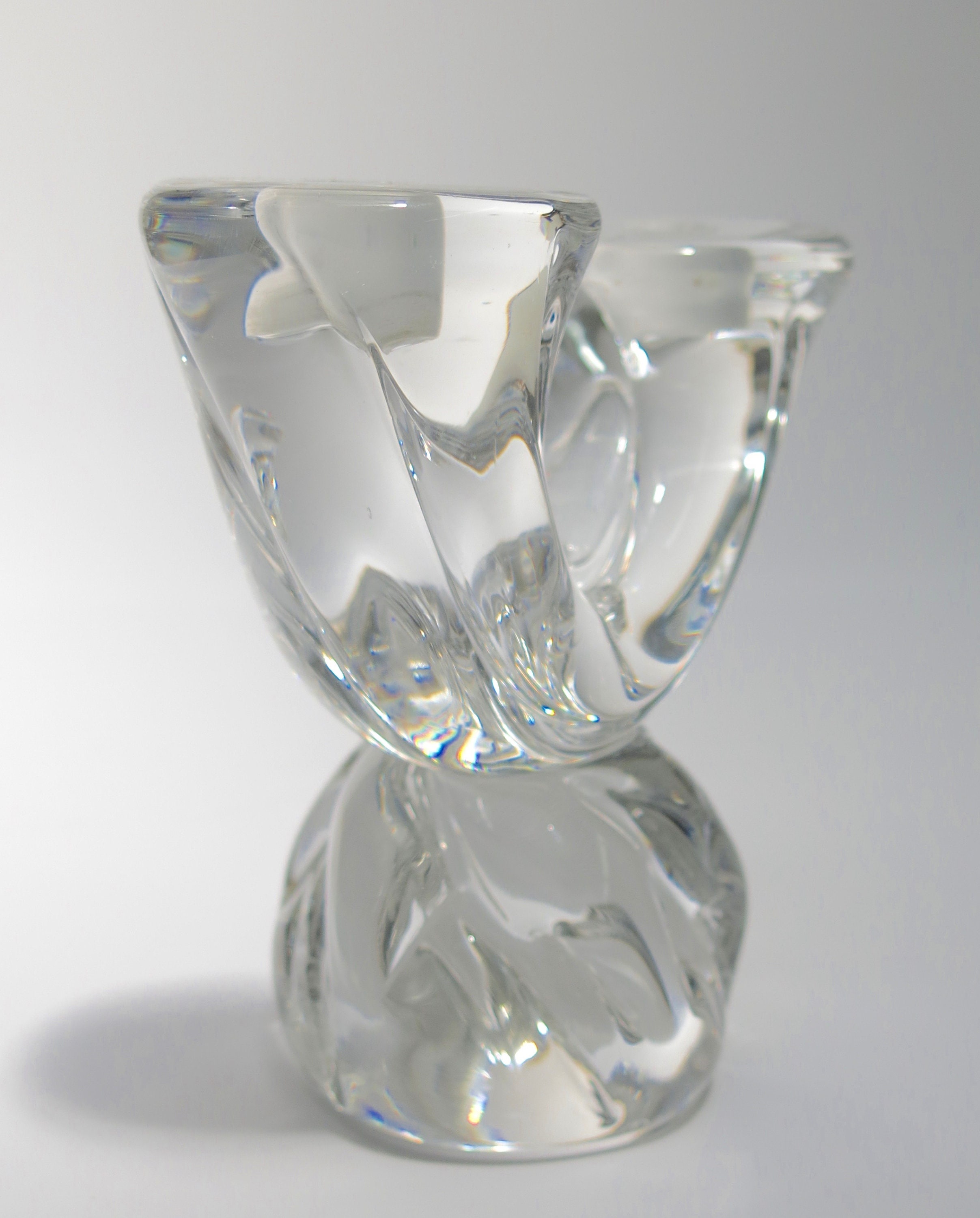 VINTAGE DAUM CANDLEHOLDER 1950's Crystal Candlestick Holder With