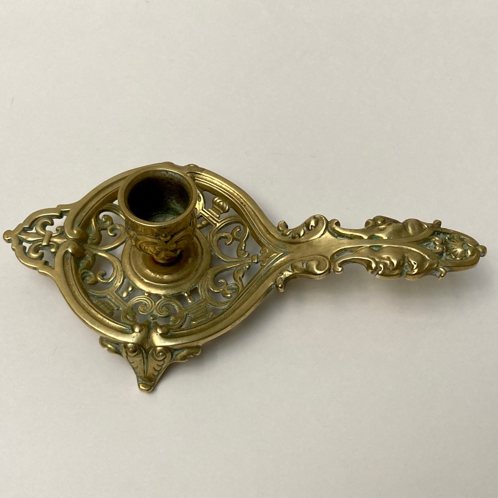 ANTIQUE PORTABLE CANDLEHOLDER - 19th Century French Queue De Rat Single ...