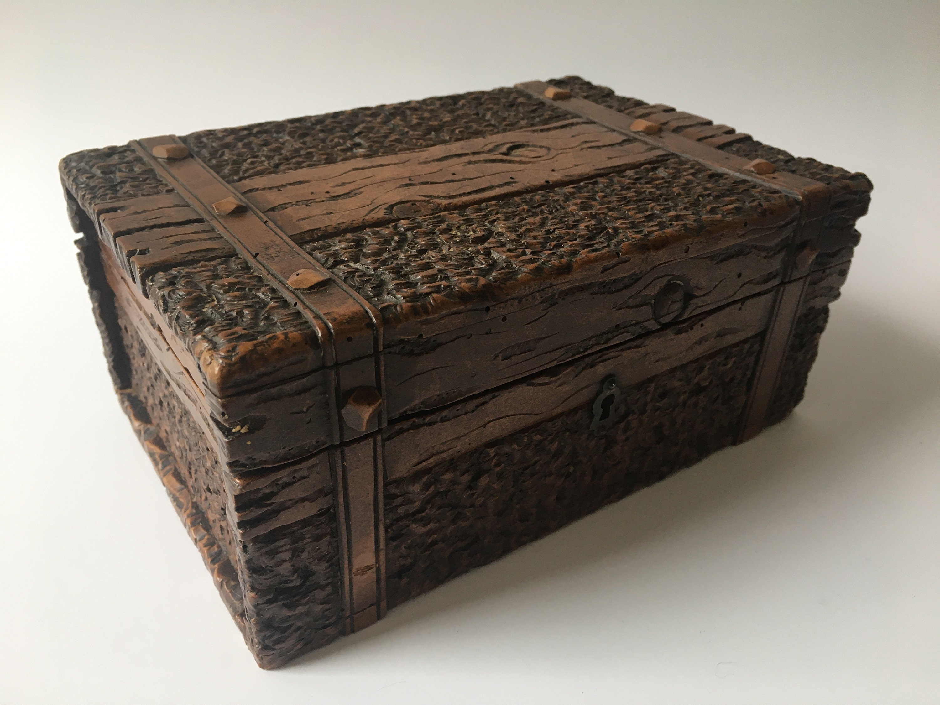 BLACK FOREST BOX - 19th Century Hand Carved Box Fashioned Like a