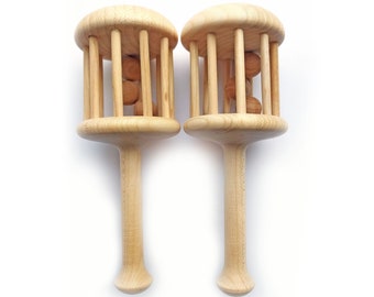 Hochet en bois avec balles, hochet sûr, premier jouet de bébé, excellent cadeau pour nouveau-né