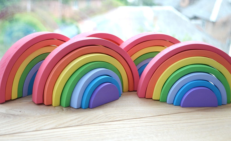 Wooden Pastel Rainbow small Montessori Waldorf RAINBOW - Etsy