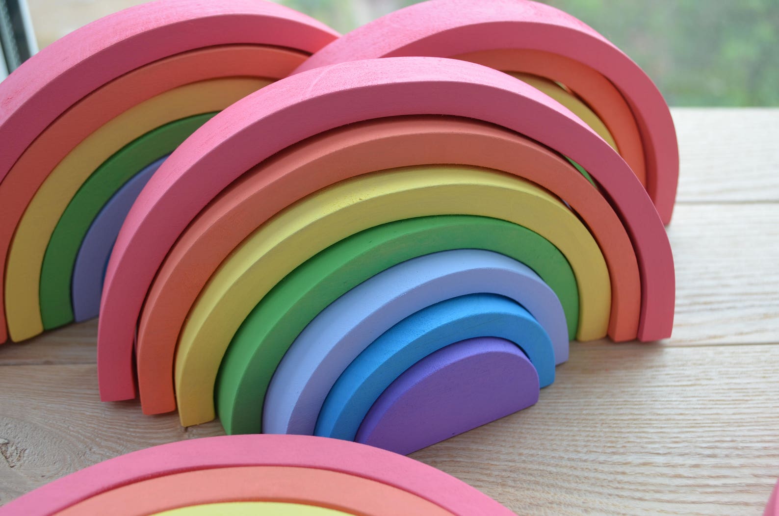 Wooden Pastel Rainbow small Montessori Waldorf RAINBOW | Etsy