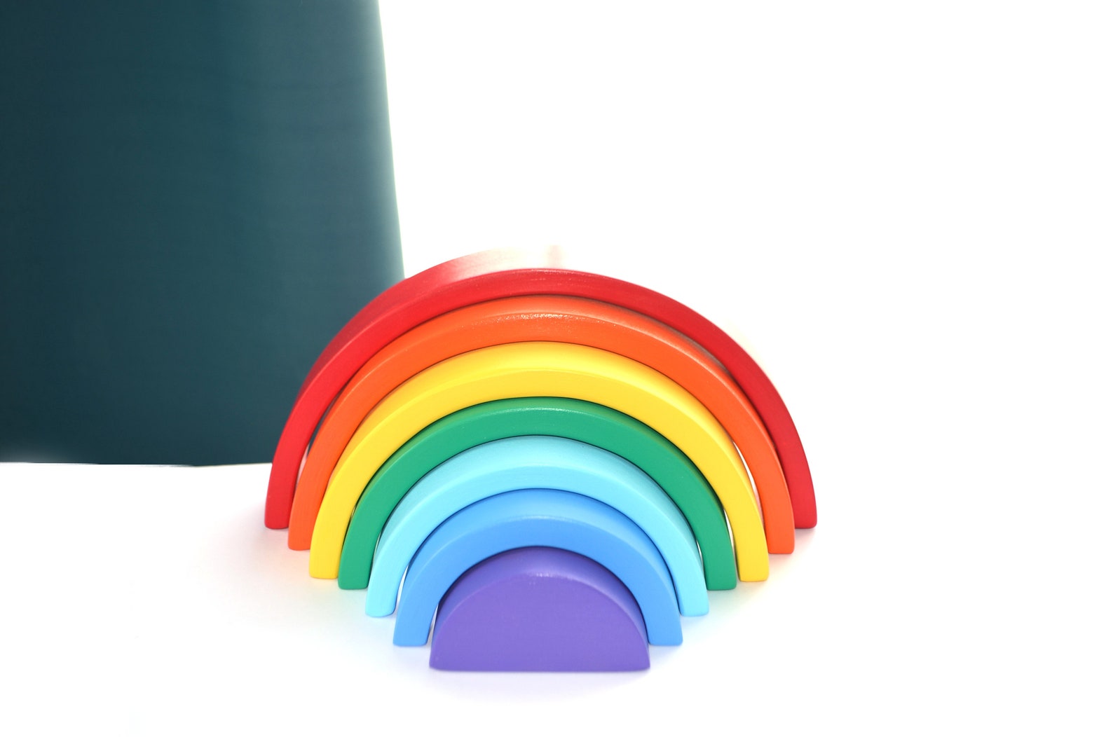 Wooden Pastel Rainbow small Montessori Waldorf RAINBOW | Etsy