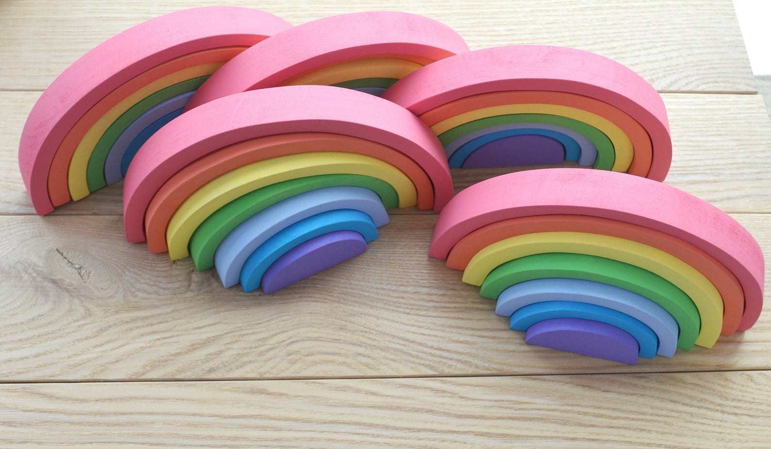 Wooden Pastel Rainbow small Montessori Waldorf RAINBOW | Etsy