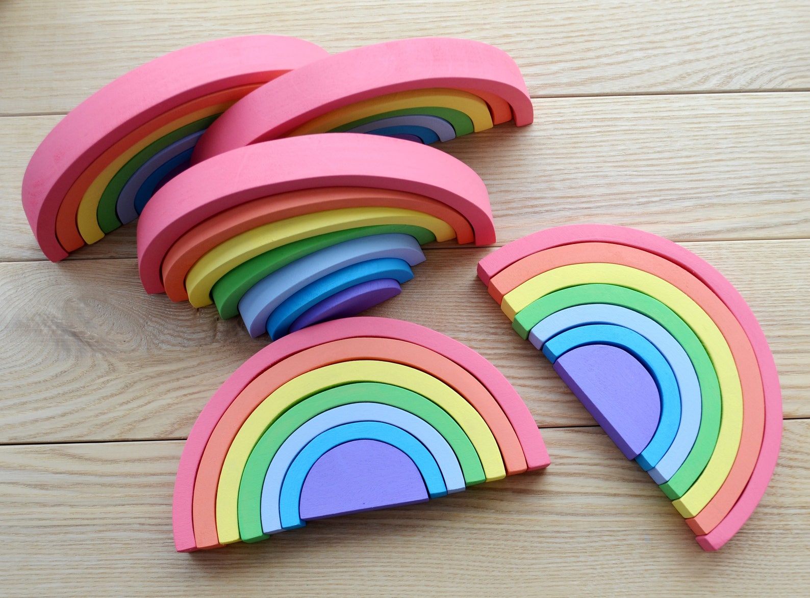 Wooden Pastel Rainbow small Montessori Waldorf RAINBOW | Etsy