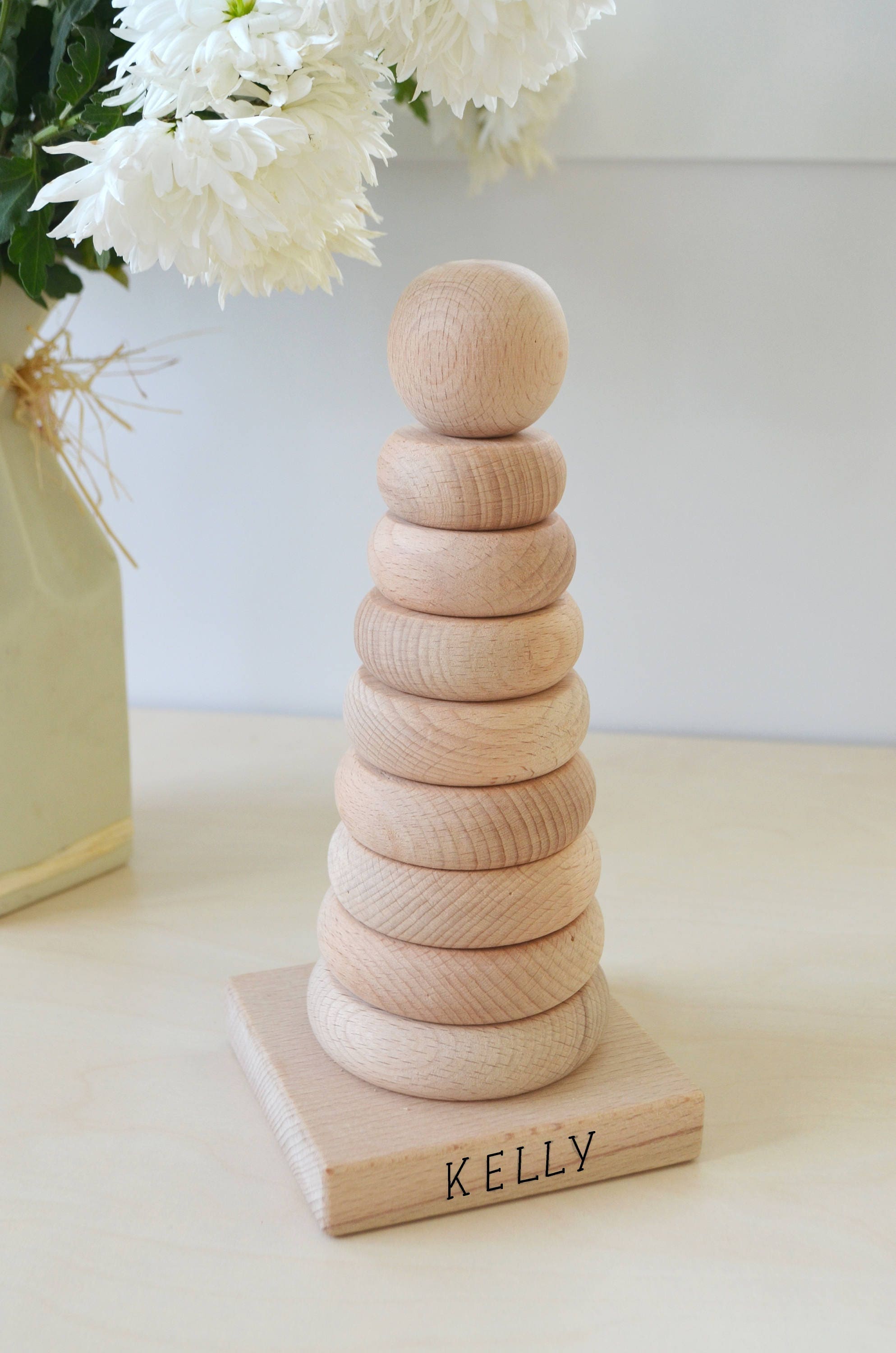 Wooden Pyramid Wooden Stacking Toy Educational Toy Etsy