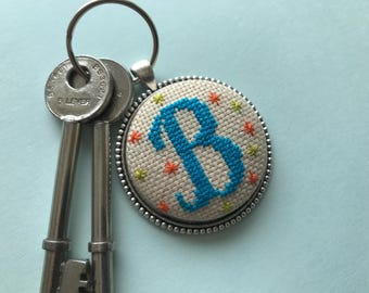 Personalised cross stitch key ring