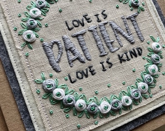Hand Embroidered 60th Anniversary Card, Floral Wedding Anniversary