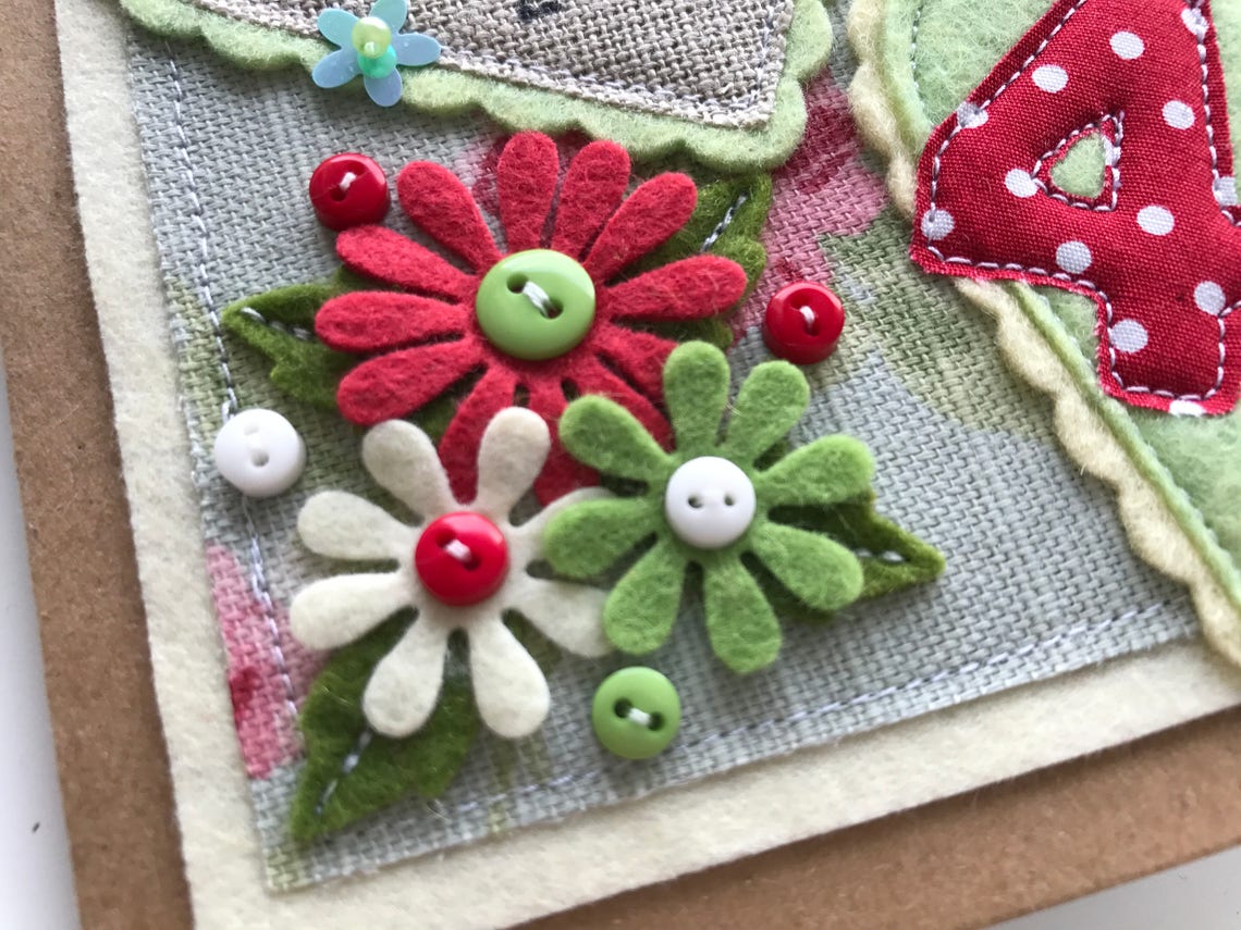 Handmade Ruby 40th Anniversary Card | Felt Flowers - Etsy UK