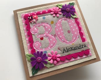 Carte d'anniversaire faite main | Fleurs et boutons