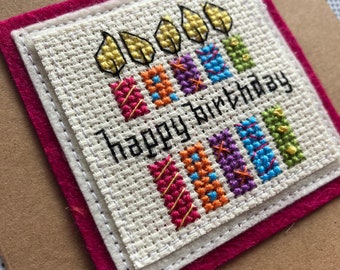 Cross stitched birthday card