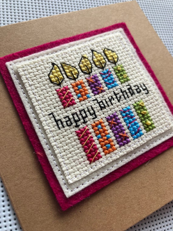 Cross stitched birthday card