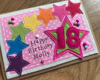 Handcrafted 18th Birthday Card | Rainbow Felt Stars